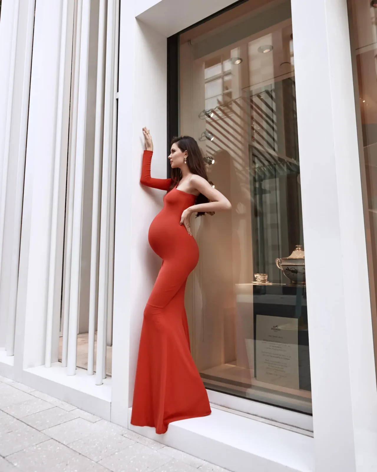 Maternity photoshoot in Red Dress